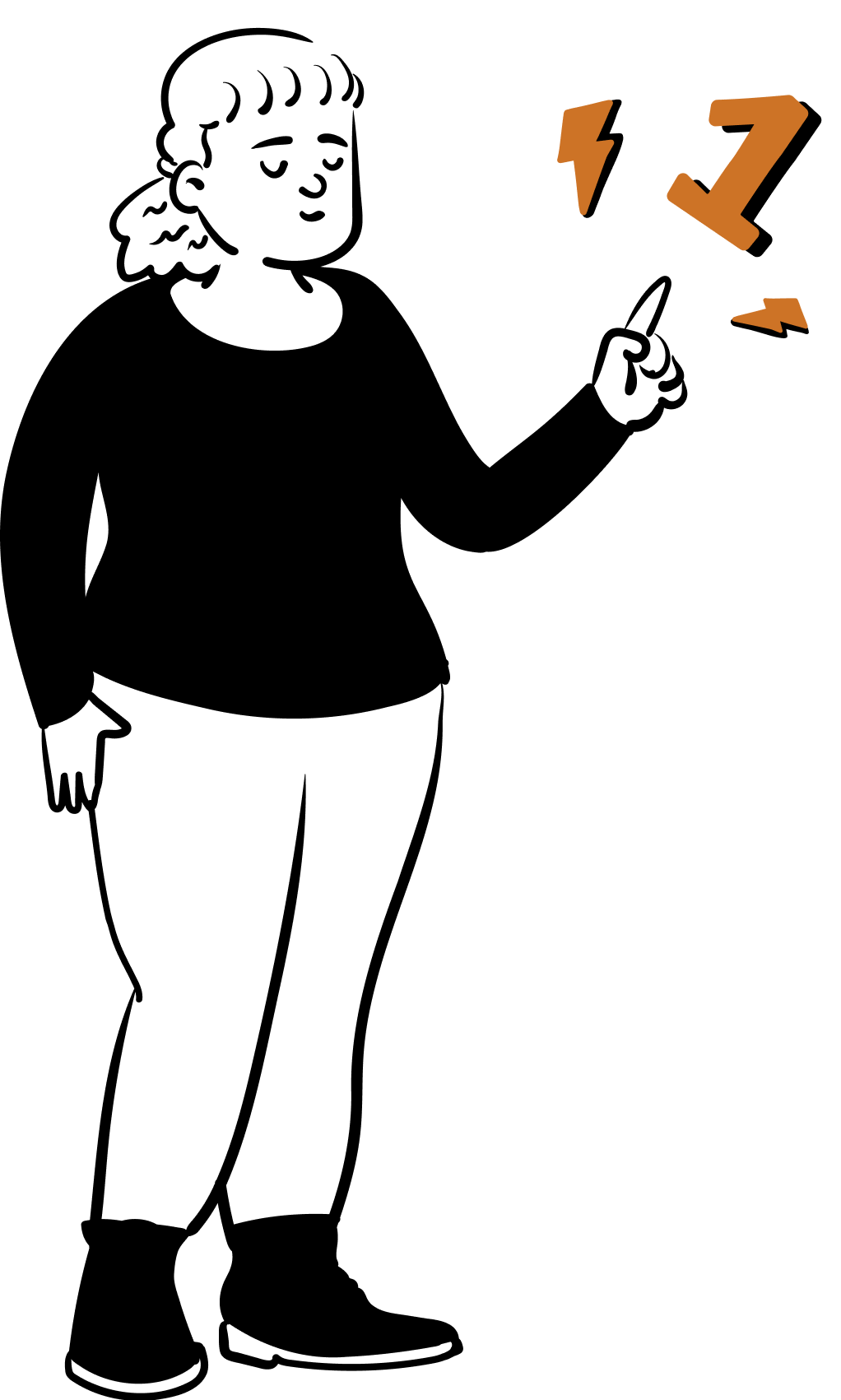 Person pointing up with a big one