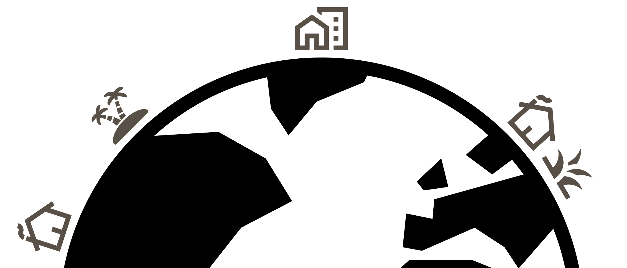 World icon with different coliving places